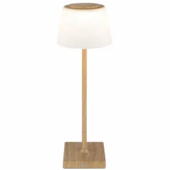 Lampes En Bois-Luminaires Globo Lighting Gregoir Lampe à poser LED Bois foncé, Écru, 1 lumière