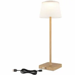 Lampes En Bois-Luminaires Globo Lighting Gregoir Lampe à poser LED Bois foncé, Écru, 1 lumière