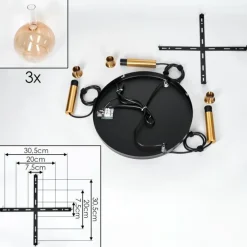 hofstein Grovsta Suspension, Boule lumineuse, Suspension Or, Noir, 3 lumières