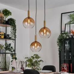 hofstein Grovsta Suspension, Boule lumineuse, Suspension Or, Noir, 3 lumières