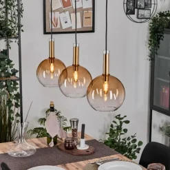 hofstein Grovsta Suspension, Boule lumineuse, Suspension Or, Noir, 3 lumières