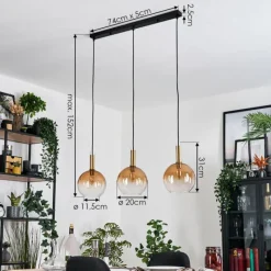 hofstein Grovsta Suspension, Boule lumineuse, Suspension Or, Noir, 3 lumières