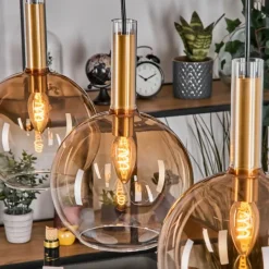 hofstein Grovsta Suspension, Boule lumineuse, Suspension Or, Noir, 3 lumières