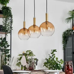 hofstein Grovsta Suspension, Boule lumineuse, Suspension Or, Noir, 3 lumières