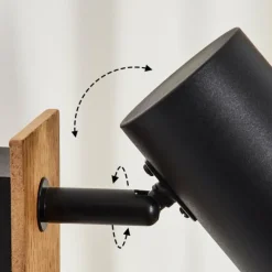 hofstein Guardais Applique murale, Spot mural Brun, Couleur bois, Noir, 1 lumière