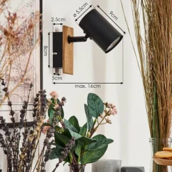 hofstein Guardais Applique murale, Spot mural Brun, Couleur bois, Noir, 1 lumière