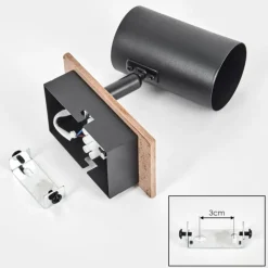 hofstein Guardais Applique murale, Spot mural Brun, Couleur bois, Noir, 1 lumière