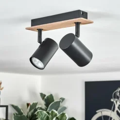 hofstein Guardais Plafonnier Brun, Couleur bois, Noir, 2 lumières