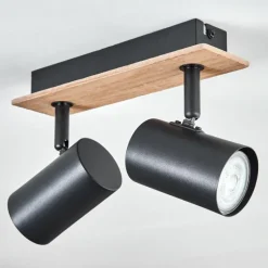 hofstein Guardais Plafonnier Brun, Couleur bois, Noir, 2 lumières