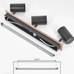 hofstein Guardais Plafonnier Brun, Couleur bois, Noir, 3 lumières