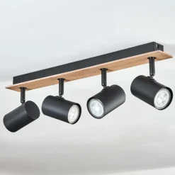 hofstein Guardais Plafonnier Brun, Couleur bois, Noir, 4 lumières