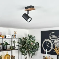 hofstein Guardais Plafonnier, Spot de plafond Brun, Couleur bois, Noir, 1 lumière