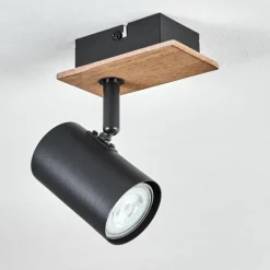 hofstein Guardais Plafonnier, Spot de plafond Brun, Couleur bois, Noir, 1 lumière