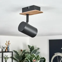 hofstein Guardais Plafonnier, Spot de plafond Brun, Couleur bois, Noir, 1 lumière