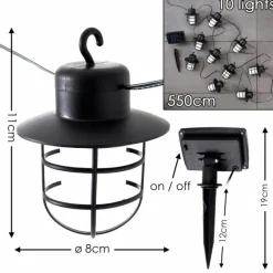 Luminaires Rustiques-hofstein Guirlande Pozzuoli LED Noir, Blanc, 10 lumières