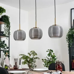 Lampes Dorées-hofstein Gutdalen Suspension, Suspension Or, Noir, 3 lumières