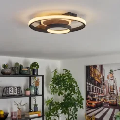 Luminaires Scandinaves-hofstein Hadel Plafonnier LED Couleur bois, Noir, 1 lumière