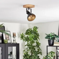 Lampes Dorées-hofstein Hagan Plafonnier, Spot de plafond Chrome, Écru, Noir, 1 lumière