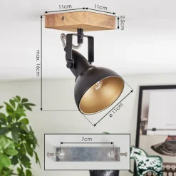 Lampes Dorées-hofstein Hagan Plafonnier, Spot de plafond Chrome, Écru, Noir, 1 lumière