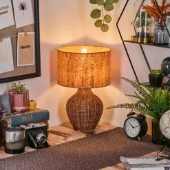 Luminaires Scandinaves-hofstein Halarna Lampe à poser Brun, Écru, 1 lumière