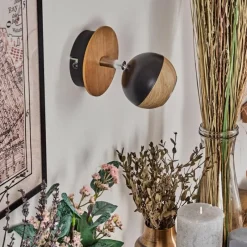 Luminaires Scandinaves-hofstein Haldor Applique murale, Spot mural Brun, Chrome, Noir, 1 lumière