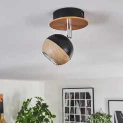 Luminaires Scandinaves-hofstein Haldor Plafonnier, Spot de plafond Brun, Chrome, Noir, 1 lumière