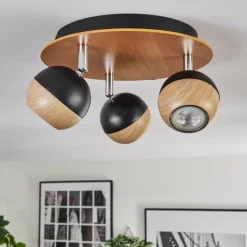Luminaires Scandinaves-hofstein Haldor Plafonnier, Spot de plafond Brun, Chrome, Noir, 3 lumières