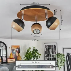 Luminaires Scandinaves-hofstein Haldor Plafonnier, Spot de plafond Brun, Chrome, Noir, 3 lumières