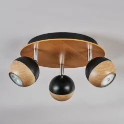 Luminaires Scandinaves-hofstein Haldor Plafonnier, Spot de plafond Brun, Chrome, Noir, 3 lumières