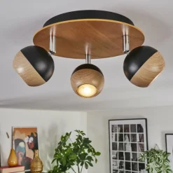 Luminaires Scandinaves-hofstein Haldor Plafonnier, Spot de plafond Brun, Chrome, Noir, 3 lumières
