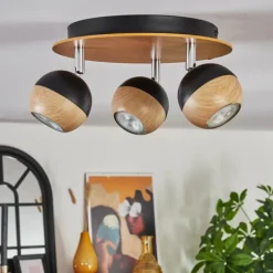 Luminaires Scandinaves-hofstein Haldor Plafonnier, Spot de plafond Brun, Chrome, Noir, 3 lumières