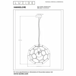Lampes Dorées-Luminaires Lucide HANNELORE Suspension Or, 1 lumière