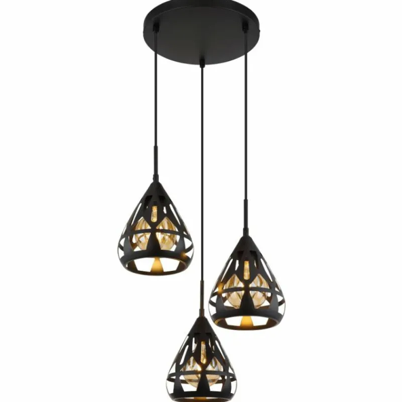 Luminaires Globo Lighting Hassan Suspension Noir, 3 lumières* Suspensions