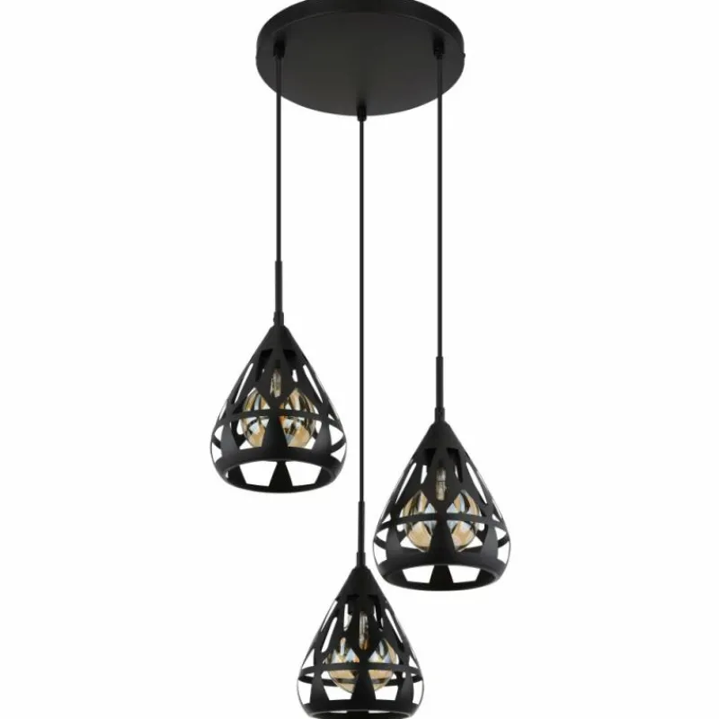 Luminaires Globo Lighting Hassan Suspension Noir, 3 lumières* Suspensions