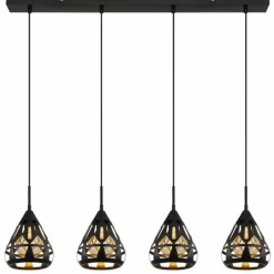 Luminaires Globo Lighting Hassan Suspension Noir, 4 lumières* Suspensions