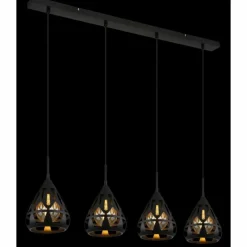 Luminaires Globo Lighting Hassan Suspension Noir, 4 lumières* Suspensions