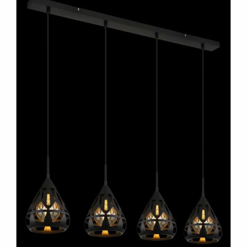 Luminaires Globo Lighting Hassan Suspension Noir, 4 lumières* Suspensions