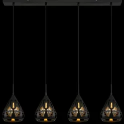 Luminaires Globo Lighting Hassan Suspension Noir, 4 lumières* Suspensions