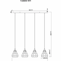 Luminaires Globo Lighting Hassan Suspension Noir, 4 lumières* Suspensions