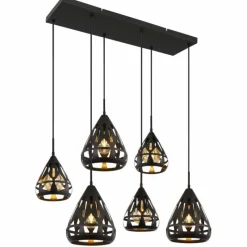 Luminaires Globo Lighting Hassan Suspension Noir, 6 lumières* Suspensions