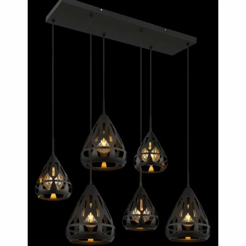 Luminaires Globo Lighting Hassan Suspension Noir, 6 lumières* Suspensions