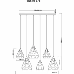 Luminaires Globo Lighting Hassan Suspension Noir, 6 lumières* Suspensions