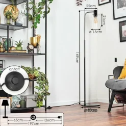 hofstein Hasvik Lampadaire Chrome, Noir, 1 lumière