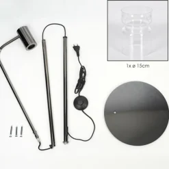 hofstein Hasvik Lampadaire Chrome, Noir, 1 lumière