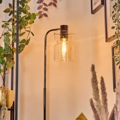 hofstein Hasvik Lampadaire Chrome, Noir, 1 lumière