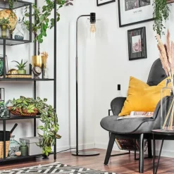 hofstein Hasvik Lampadaire Chrome, Noir, 1 lumière