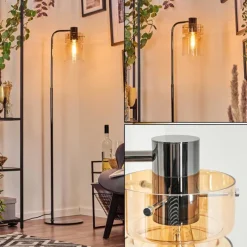 hofstein Hasvik Lampadaire Chrome, Noir, 1 lumière