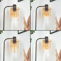 hofstein Hasvik Lampadaire Chrome, Noir, 1 lumière