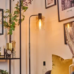 hofstein Hasvik Lampadaire Chrome, Noir, 1 lumière