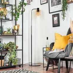 hofstein Hasvik Lampadaire Chrome, Noir, 1 lumière